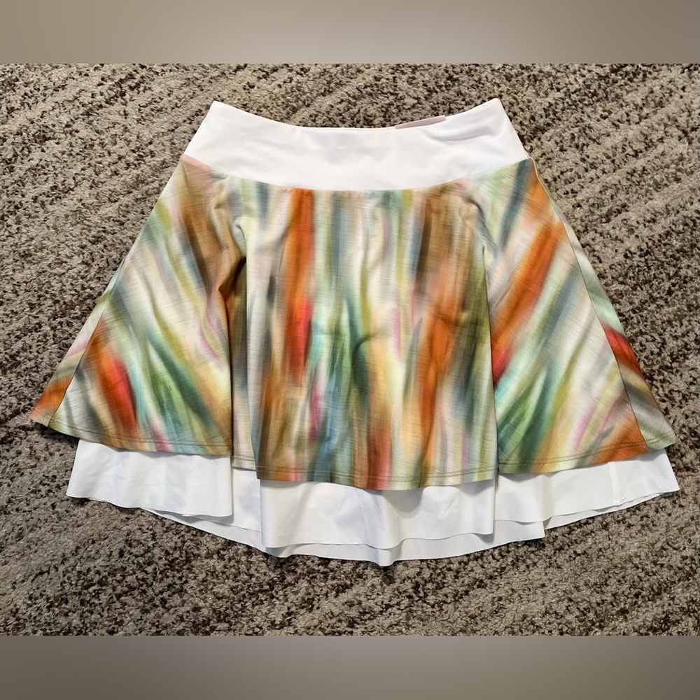 NWT/ CALIA Multicolor Flared Women's DOUBLE LAYER MESH GOLF SKORT,